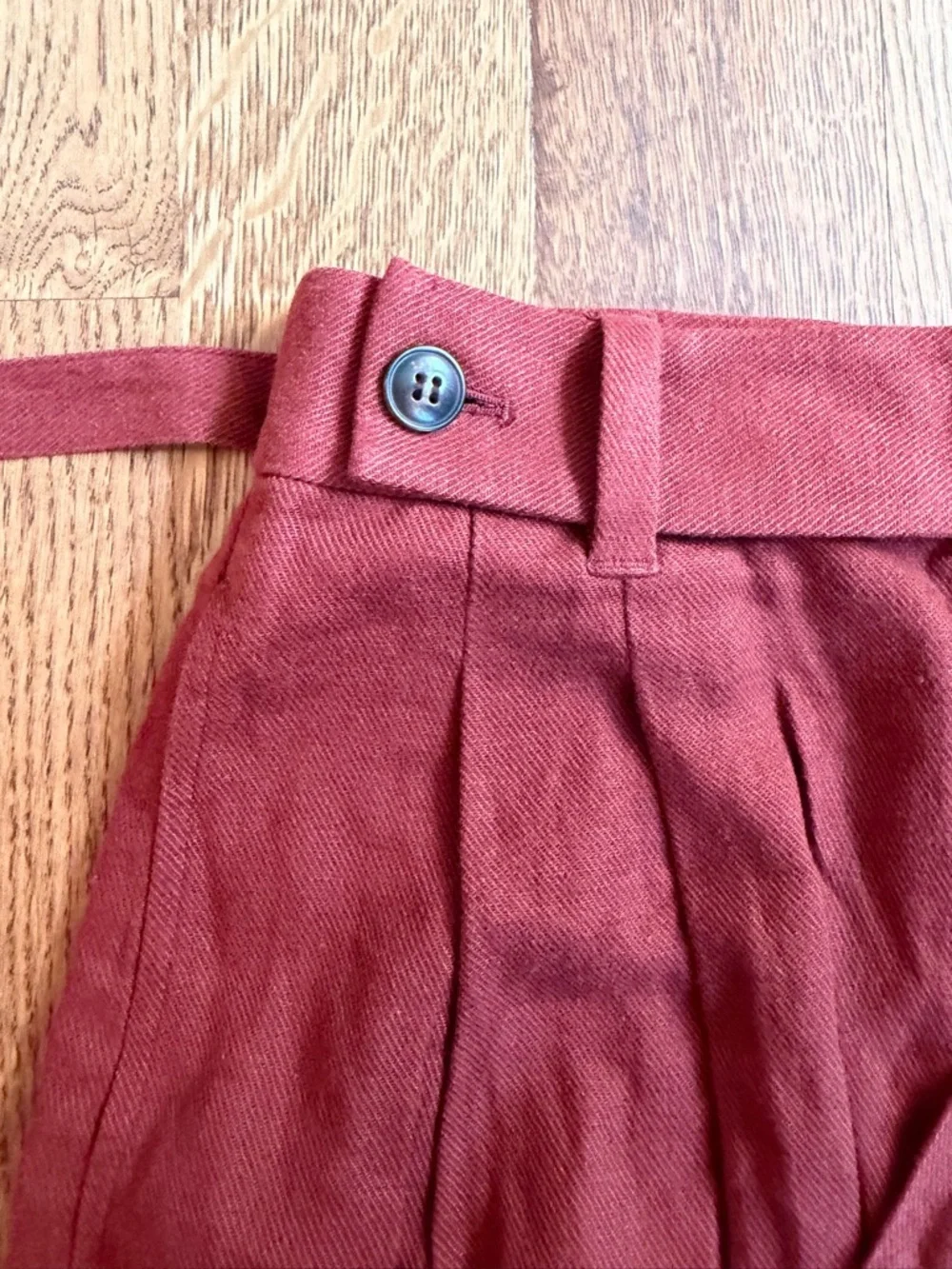 NWOT Madewell Belted High-Rise Shorts in Linen-Blend - Burnt Umber - Size 0